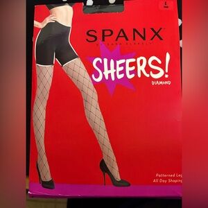 SPANX Black Diamond Patterned Sheers Size E XXL
